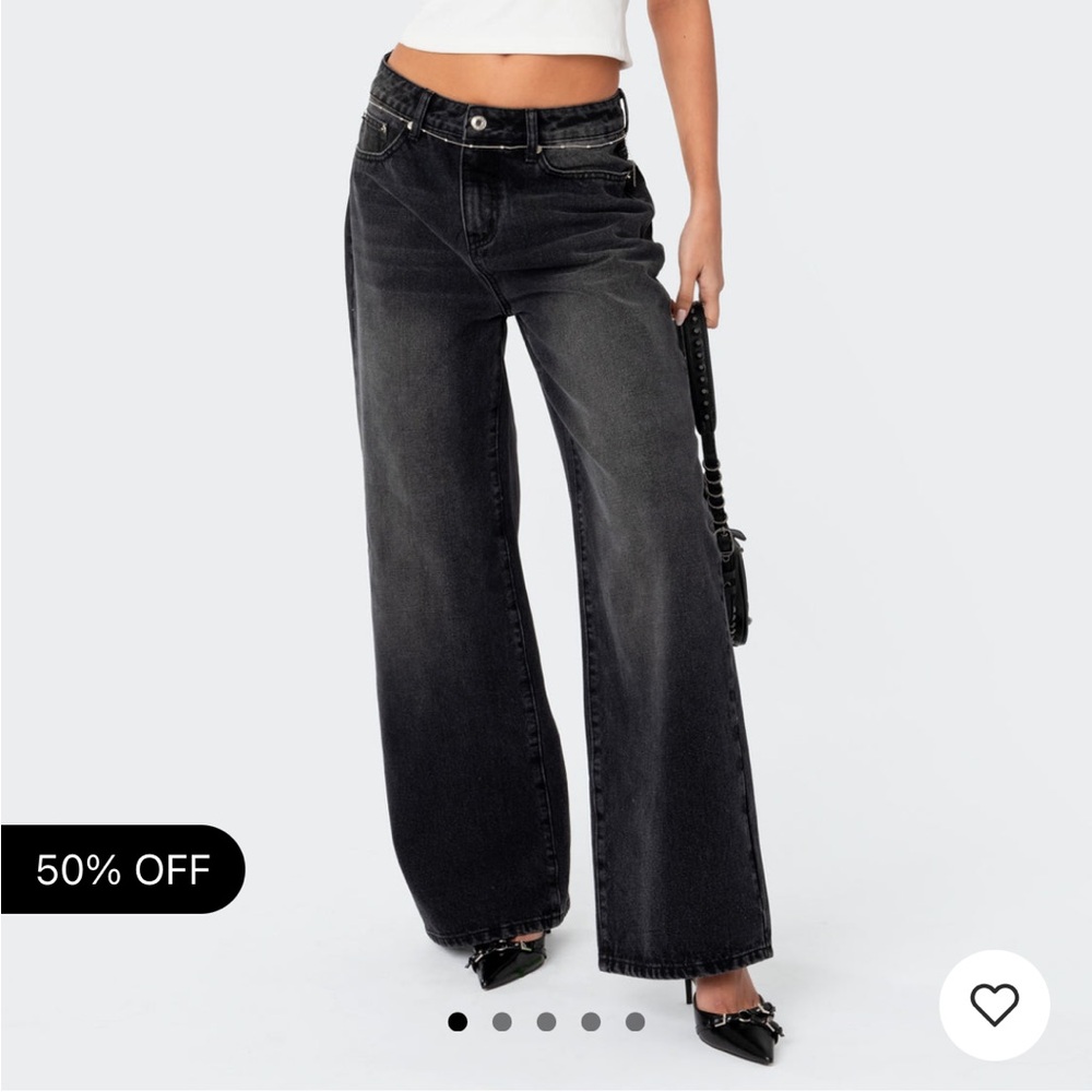 Edikted Braya Washed Low Rise Baggy Jeans